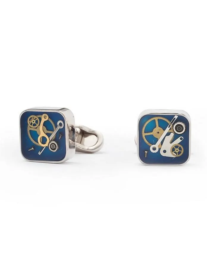 Squared Cufflinks w/Clock Gears