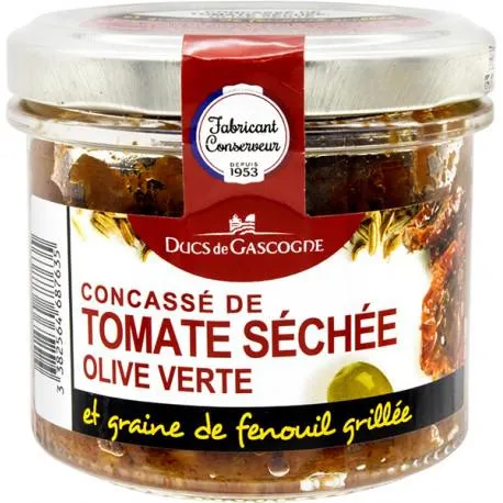 Concassé de tomate séchée, olive verte et graine de fenouil grillée
