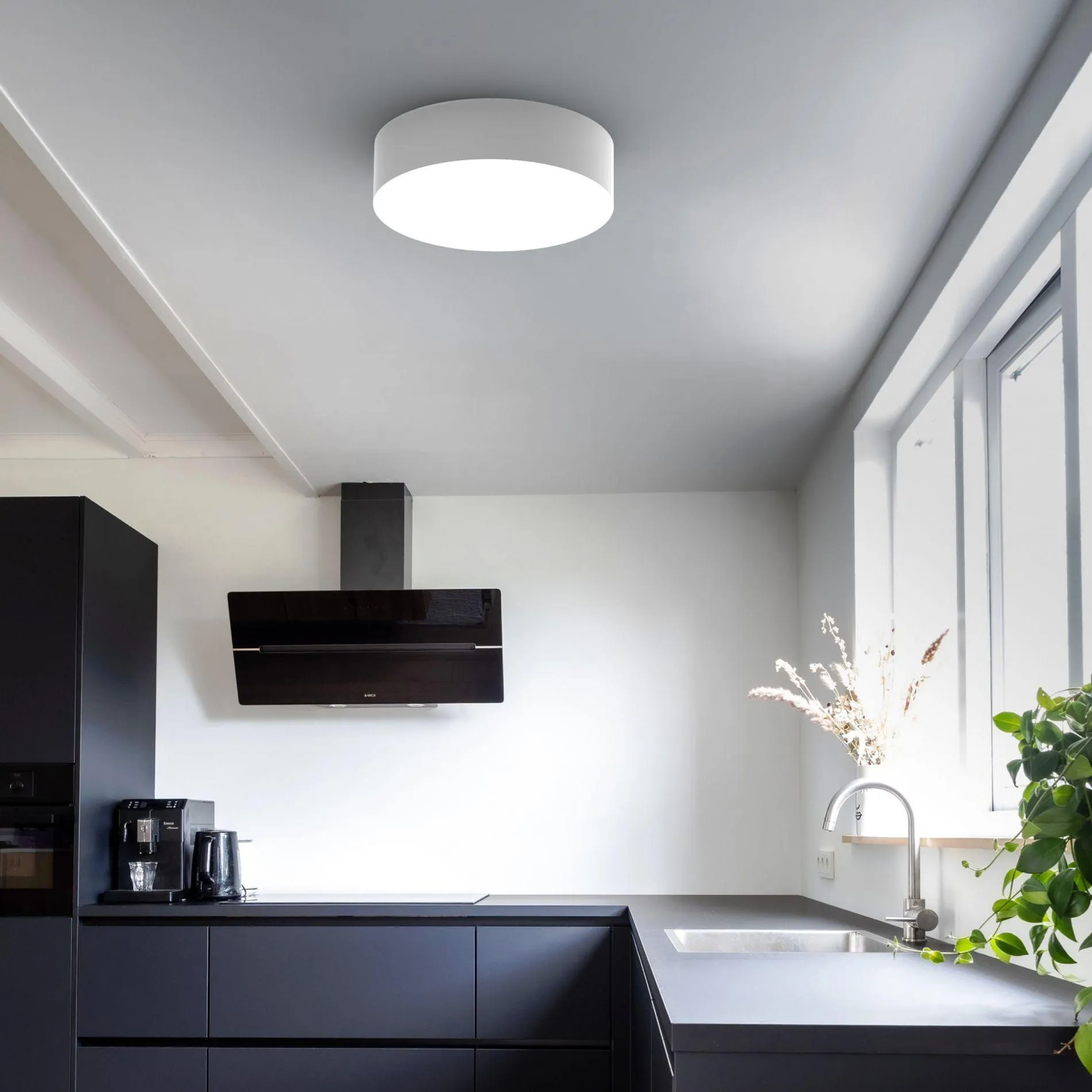 Plafonnier LED PUNNET (D50cm) en métal blanc