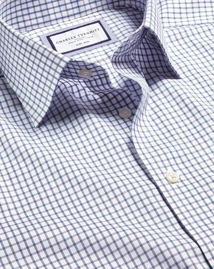 Non-Iron Two Colour Check Shirt - Indigo Blue
