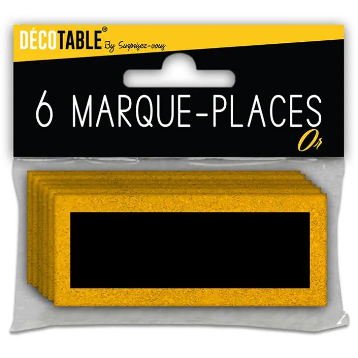 Lot de 6 marque-place pailletés or