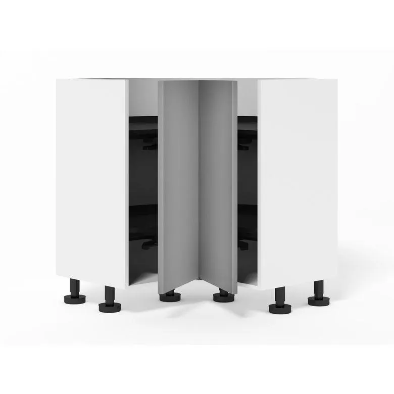 Meuble d’angle 2 portes rentrantes, 2 plateaux tourniquets