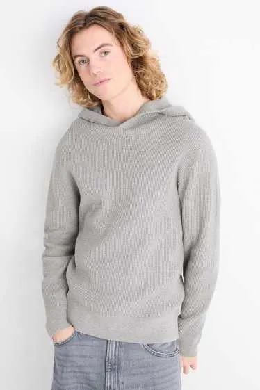 Hooded jumper - textured