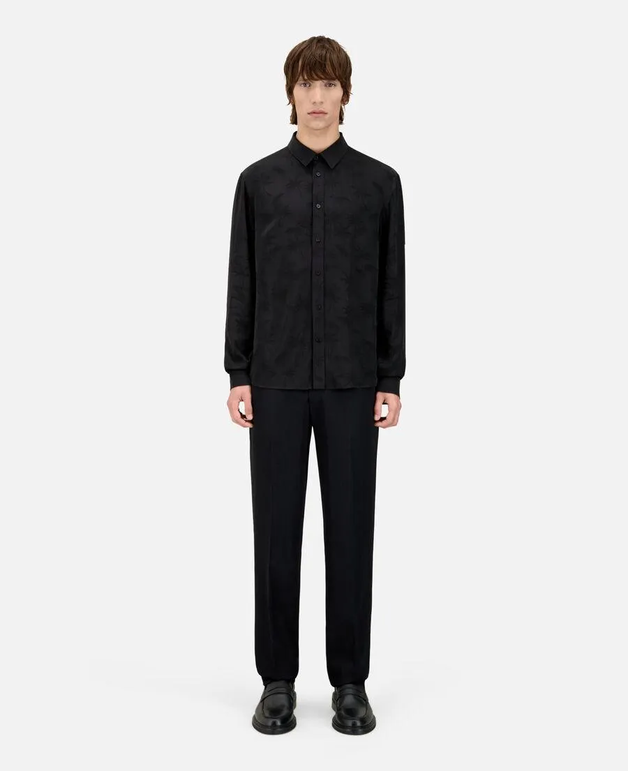 Chemise jacquard à palmiers noire