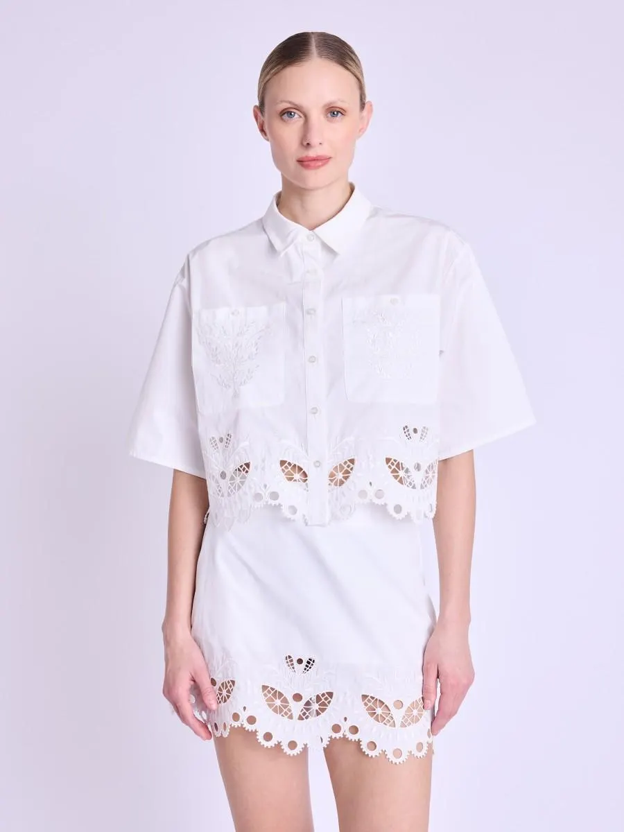 CYRIELLE | Chemise courte blanche à broderies