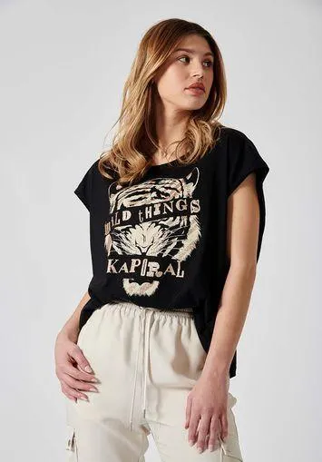 T-shirt noir Femme 100% coton