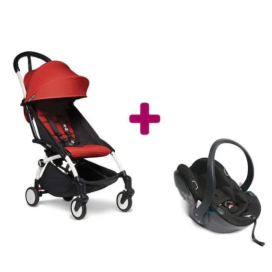 Pack poussette YOYO² chassis blanc + coque yoyo + pack 6+ rouge de BABYZEN