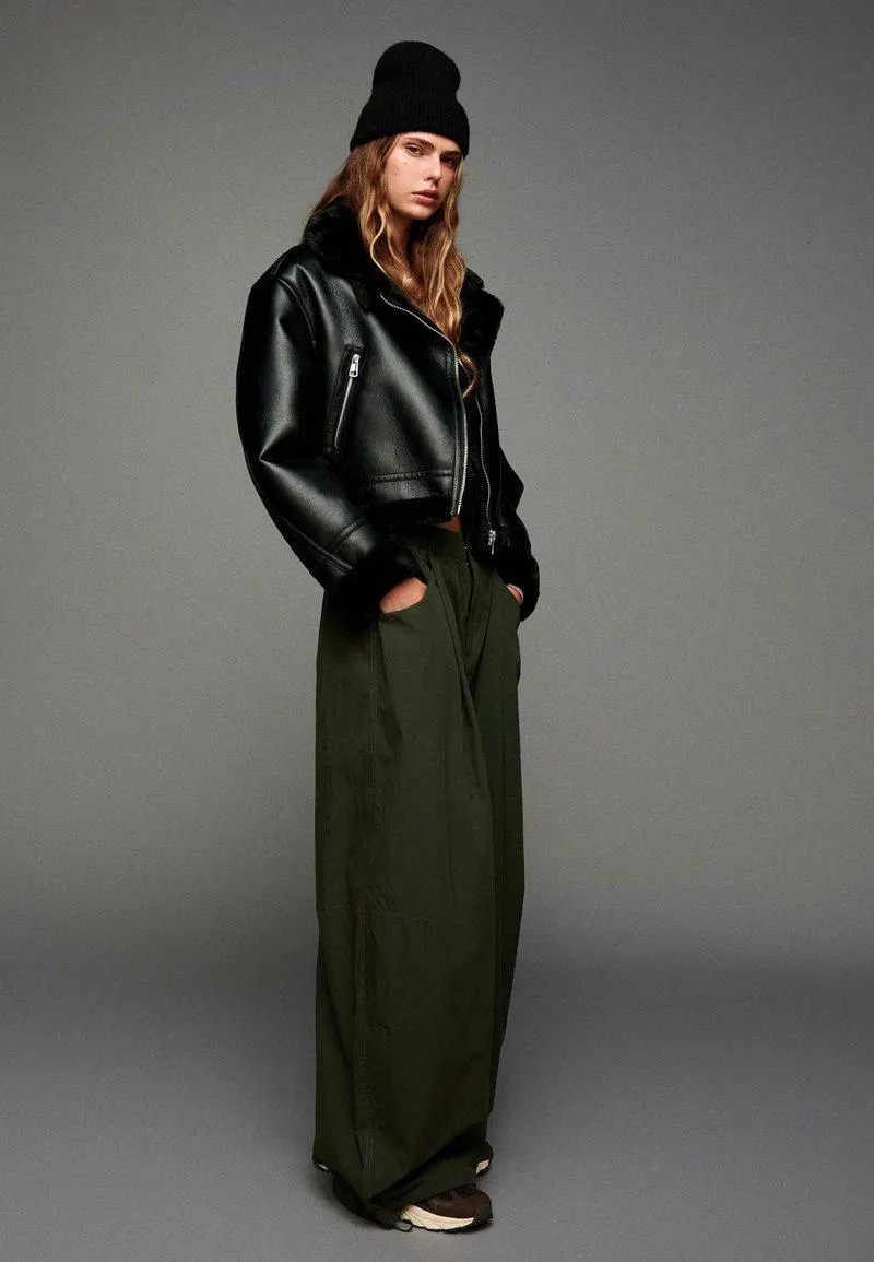 DOUBLE-FACED - Veste en similicuir - black