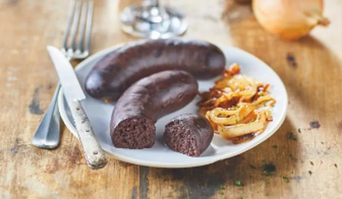 2 boudins noirs aux oignons