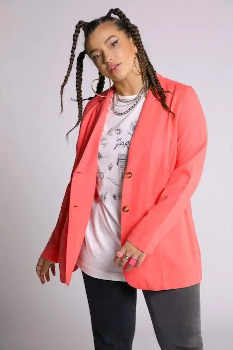 Blazer, revers, manches longues, mélange viscose-lin