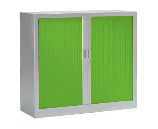 Armoire basse à rideaux monobloc L120 x H100 - PIERRE HENRY - Aluminium / Vert