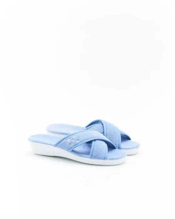 Mules ouvertes en tissu éponge