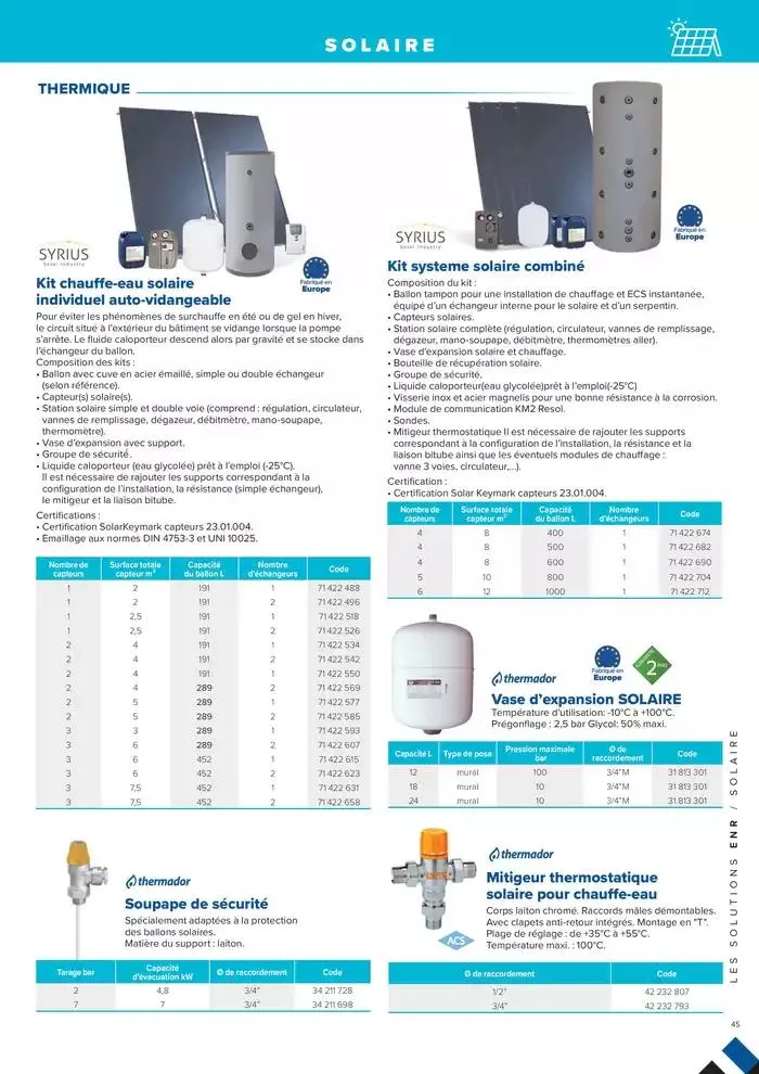 L'UNIVERS CHAUFFAGE, CLIMATISATION & PHOTOVOLTAÏQUE du 1 janvier au 31 décembre 2026 - Catalogue page 45