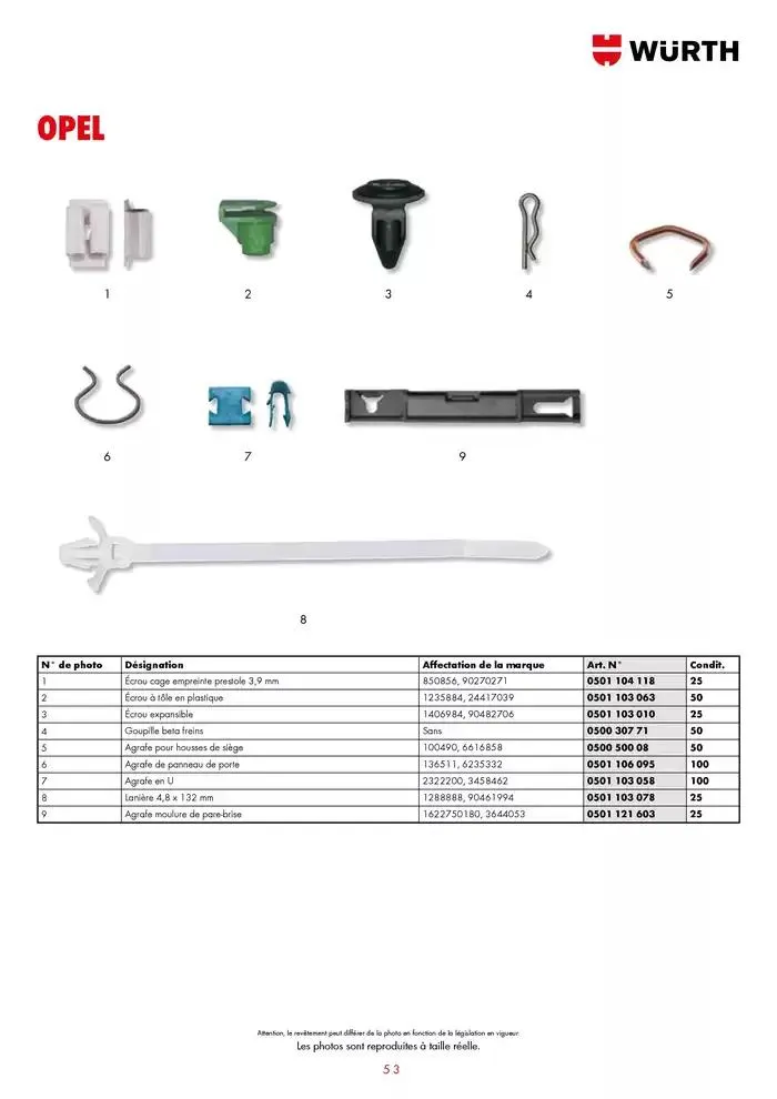 Agrafes de carrosserie du 21 janvier au 31 décembre 2025 - Catalogue page 53