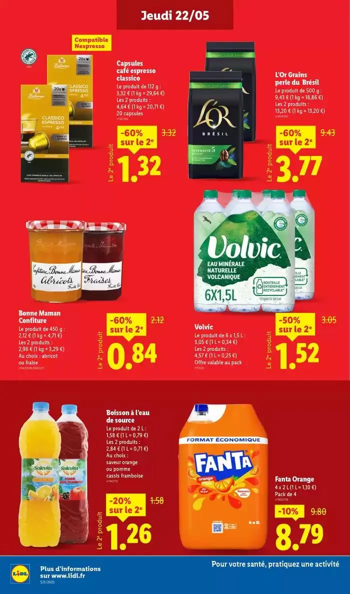 Faites votre plein de courses chez Lidl et profitez de nombreux produits à prix réduits ! du 22 mai au 28 mai 2025 - Catalogue page 14