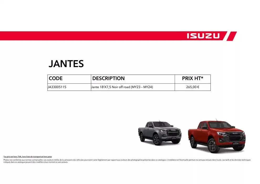 ISUZU SPACE N60B Accessoires du 15 octobre au 15 octobre 2025 - Catalogue page 48