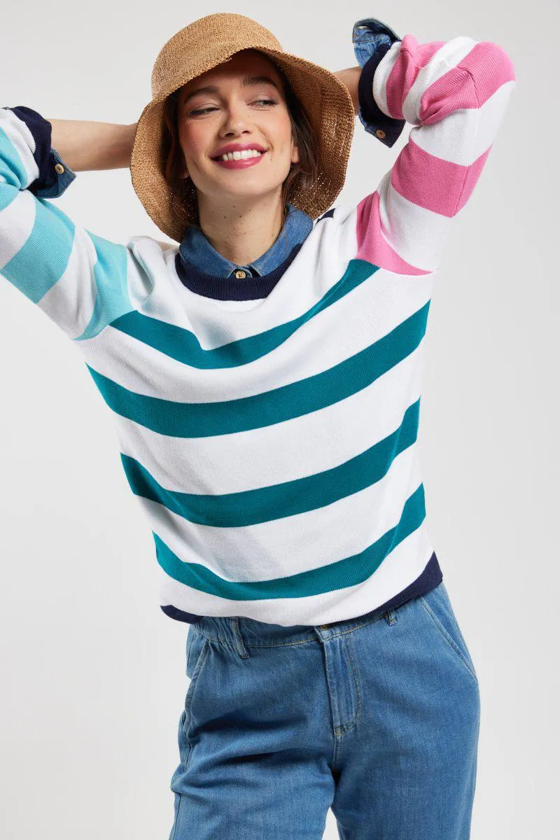 Pull marin color block - coton