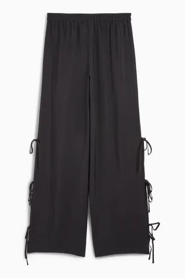 Cloth trousers - mid-rise waist - wide leg