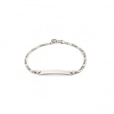 Gourmette identité Carador en or 750/000, plaque rectangulaire finition dentelle