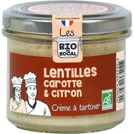 Crème à tartiner Bio lentilles, carotte et citron