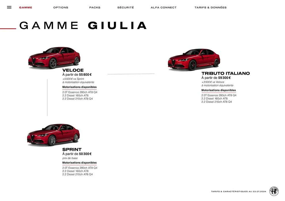 Alfa Romeo GIULIA du 7 août au 7 août 2025 - Catalogue page 4