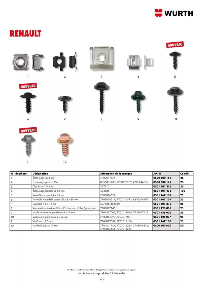 Agrafes de carrosserie du 21 janvier au 31 décembre 2025 - Catalogue page 67