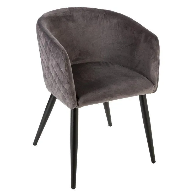 FAUTEUIL DINER VELOURS GRIS FONCE MARLO