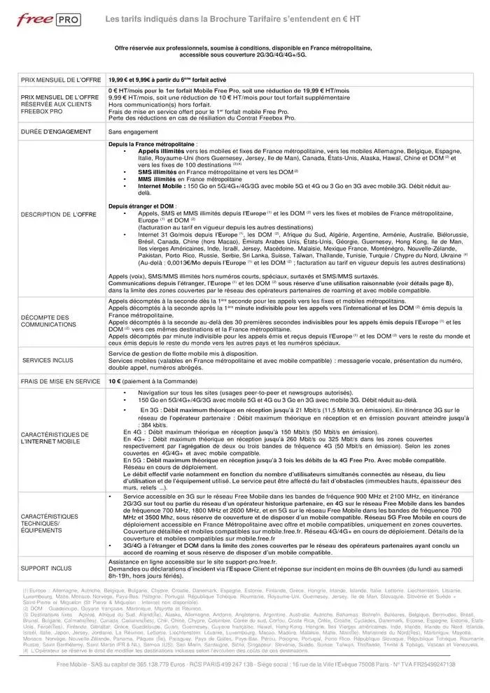 BROCHURE TARIFAIRE OFFRE MOBILE FREE PRO du 21 février au 31 décembre 2025 - Catalogue page 3