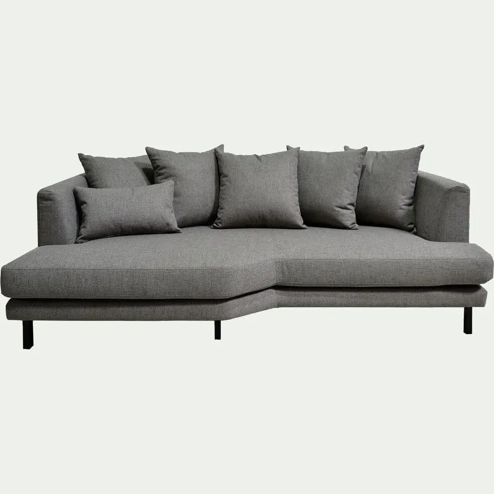 TESSOUN Canapé 3 places fixe gauche en tissu - gris restanque