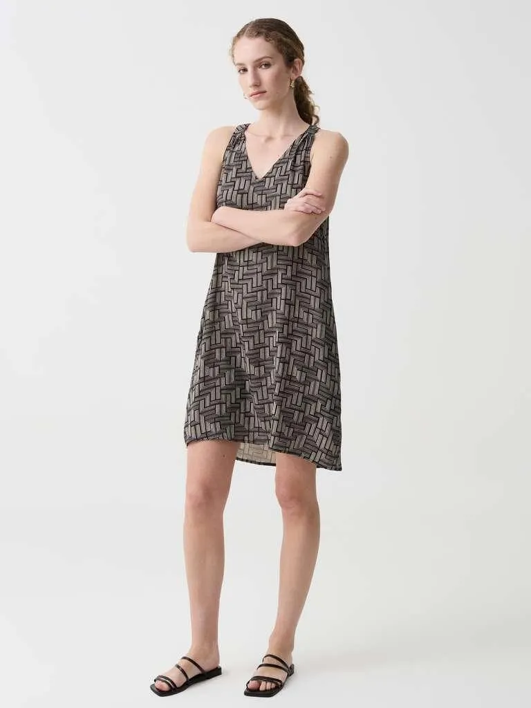 Short dress with all-over print Noir/blanc