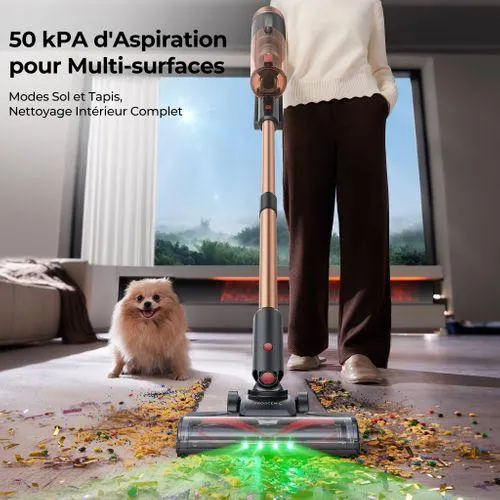 PROSCENIC Aspirateur Balai Sans Fil P11 Ultra, 50kpa, Léger, Tube Télescopique, Autonomie 50 Min