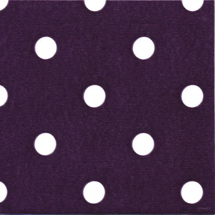 Lot de 20 serviettes intissé prune à pois 25 x 25 cm