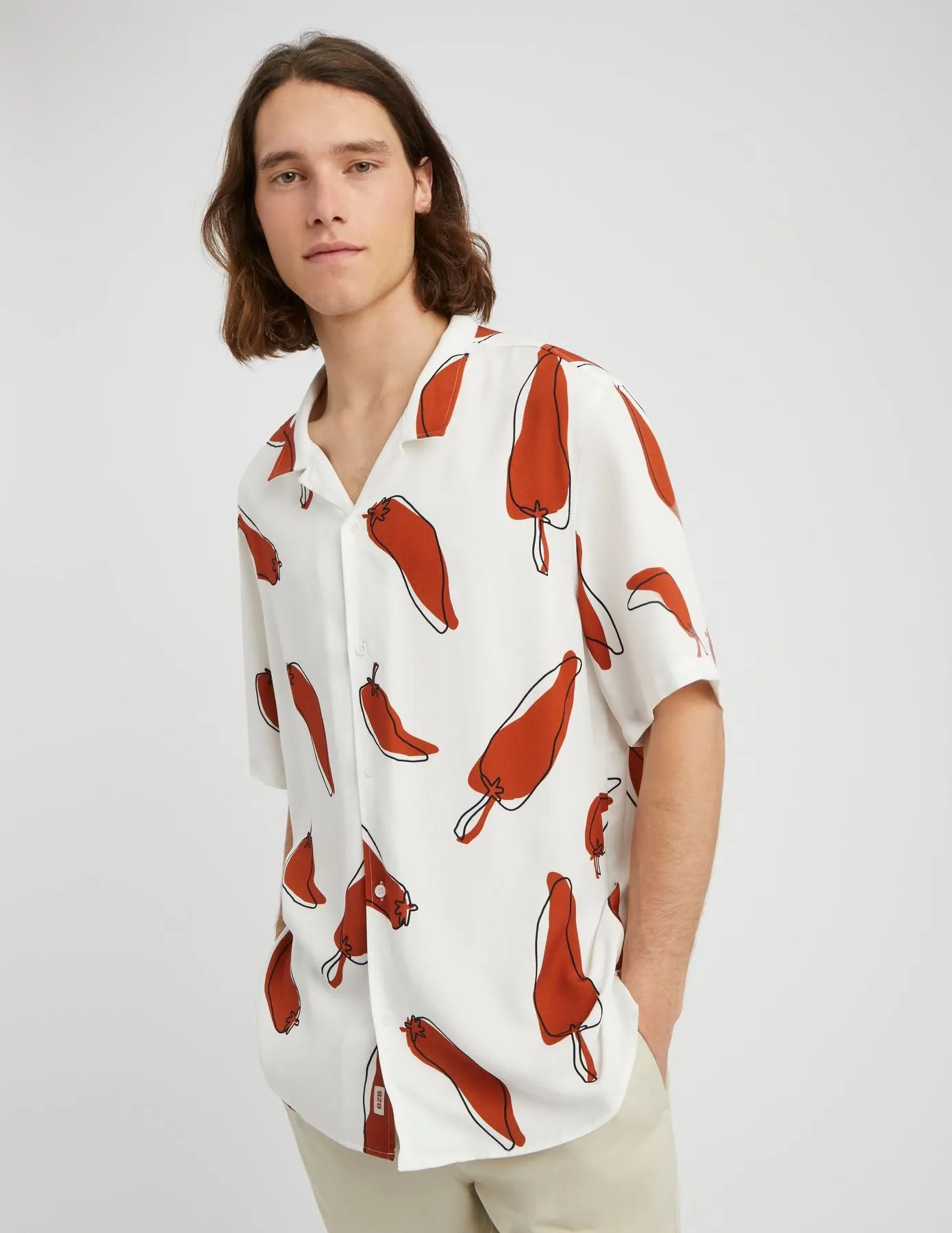 Chemisette imprimée fluide - Orange foncé