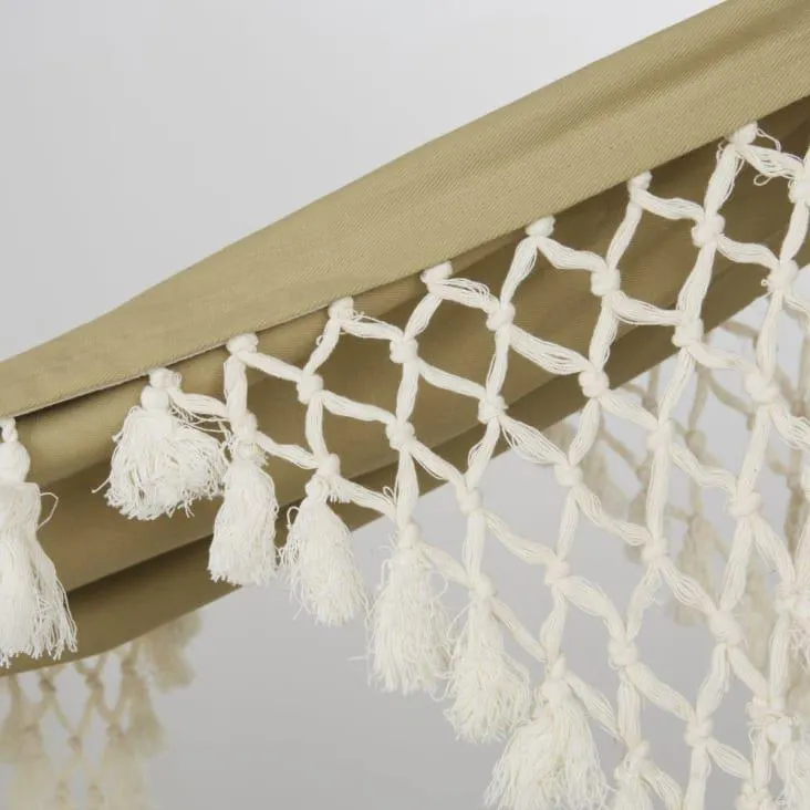 Hamaca de algodón reciclado en verde caqui, 100x200