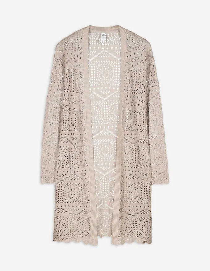 Hosszított kardigán - Perforált kötött