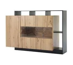 MODFU Buffet LED 140x44x94cm 3 Portes Mdf+acrylique – Rangement Cuisine