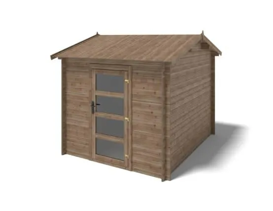 Abri de jardin en bois - 7.5m2 - 2.5x3m - Traité - Ep. 28mm - Couleur: marron - DOM675