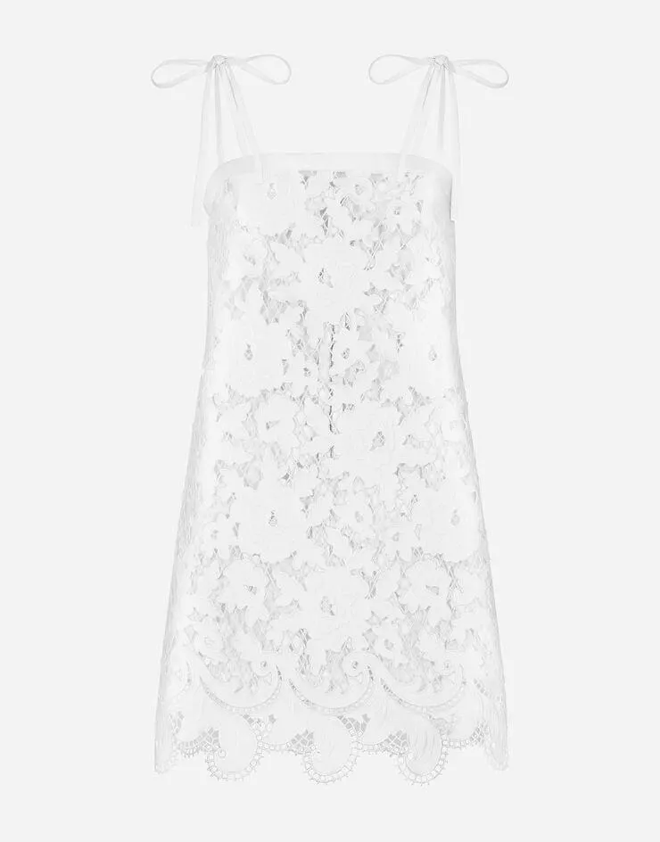 Mini-robe en coton avec broderie florale découpée