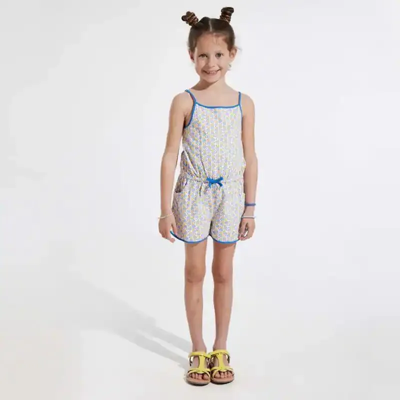 Combishort imprimé à fines bretelles fille