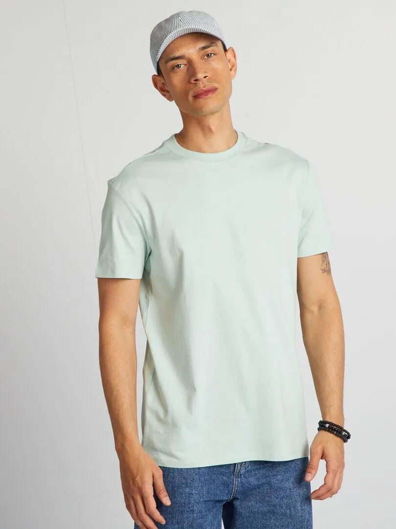 Camiseta de algodón con cuello redondo - azul