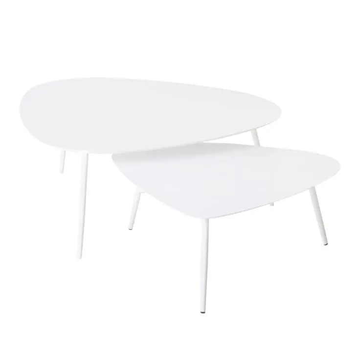 Mesas apilables de jardín de metal blanco mate