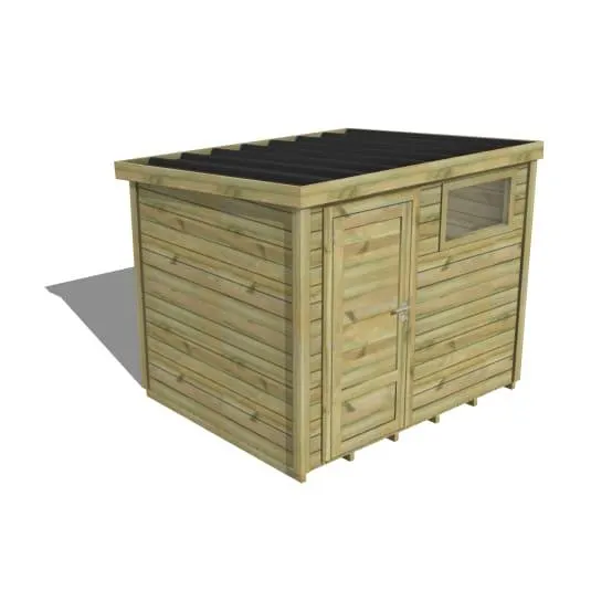 ABRI DE JARDIN bois Pin traité autoclave 27mm - Essentiel - 2,64x2,14m / 6m2 - Bac acier - Plancher bois