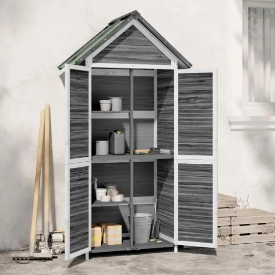 Grande armoire de jardin pin massif rangement outils extérieur Gris – ComfortXL Outdoor Living
