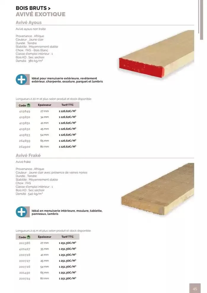 BOIS PANNEAUX 2025 2026 du 30 avril au 31 décembre 2026 - Catalogue page 45
