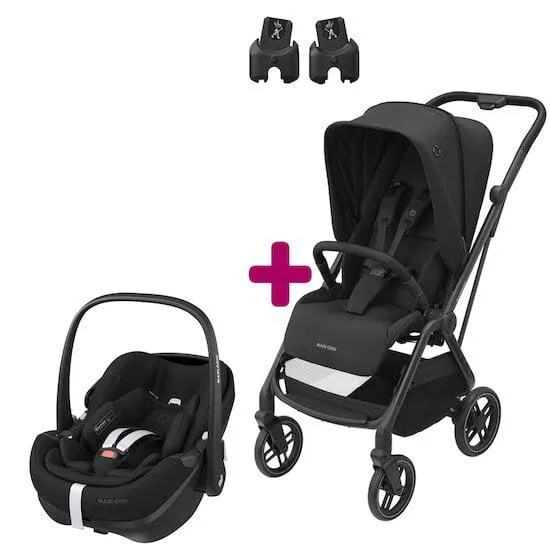 Pack poussette duo Léona 2 + pebble pro 360 essential black de Maxi Cosi