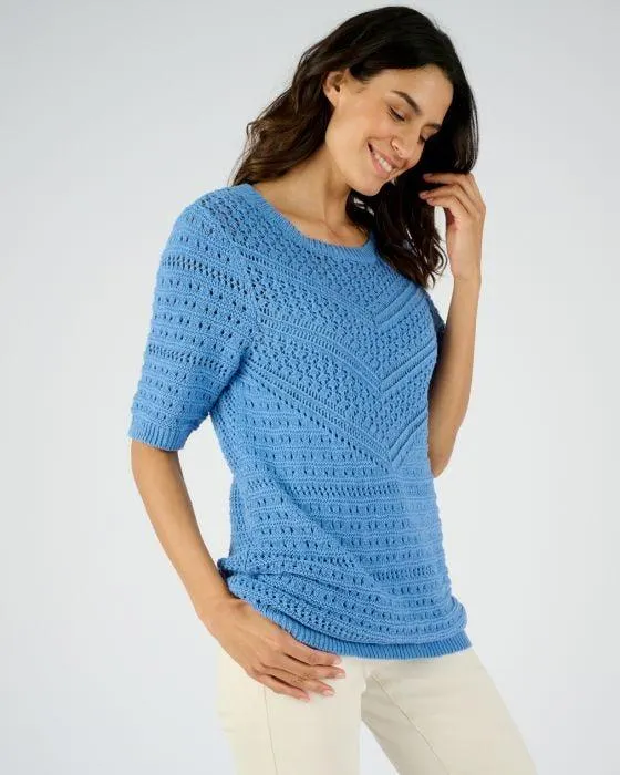 Pull maille fantaisie pur coton