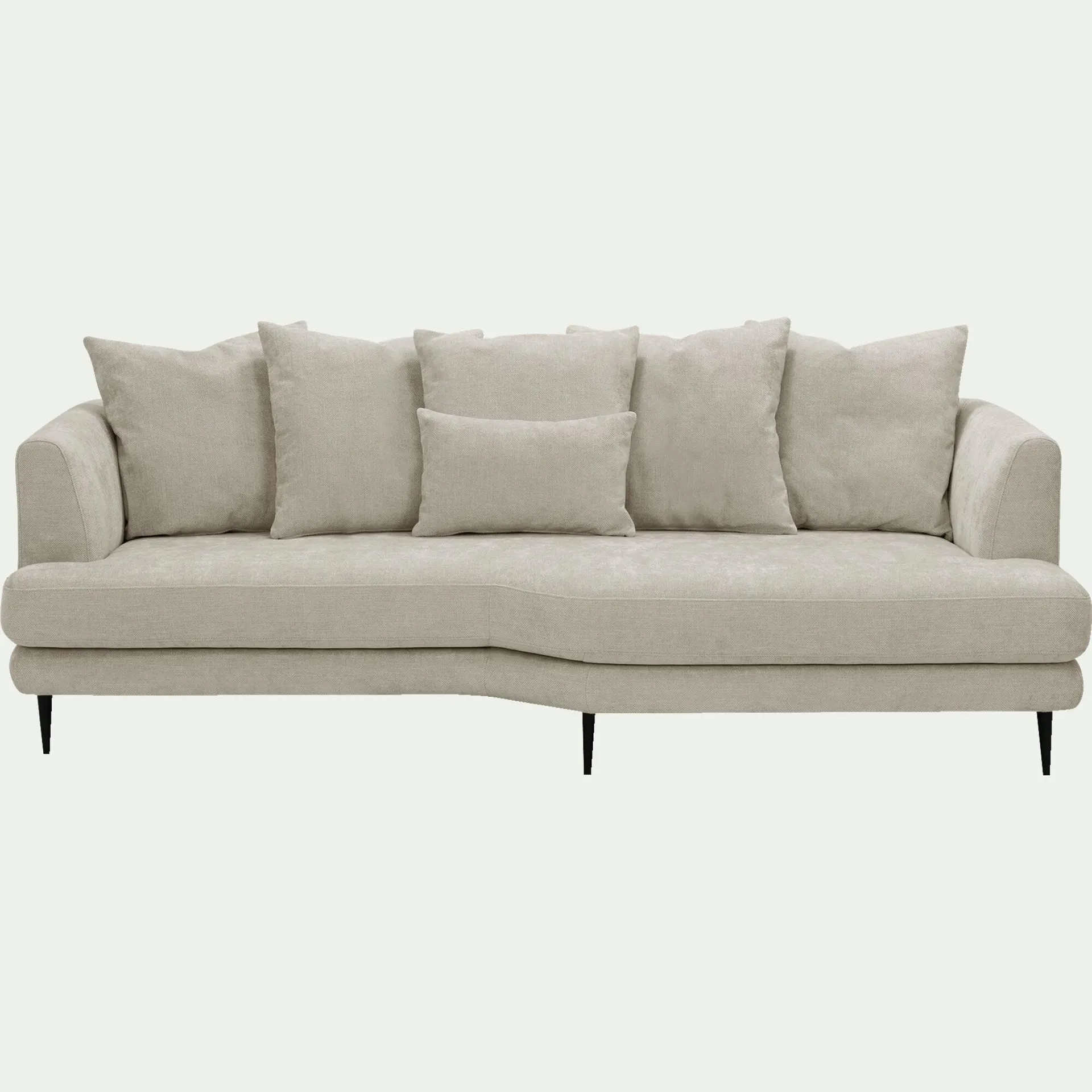 Canapé 5 places fixe droit en tissu cannes - beige roucas