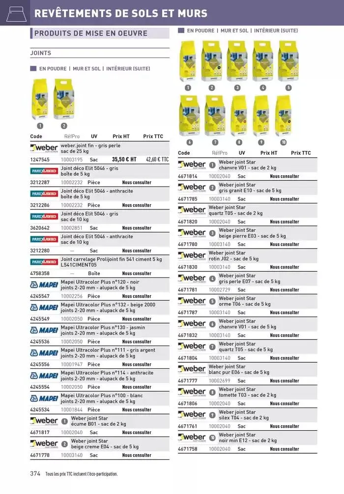 Matériaux 2025 du 1 janvier au 31 décembre 2025 - Catalogue page 374