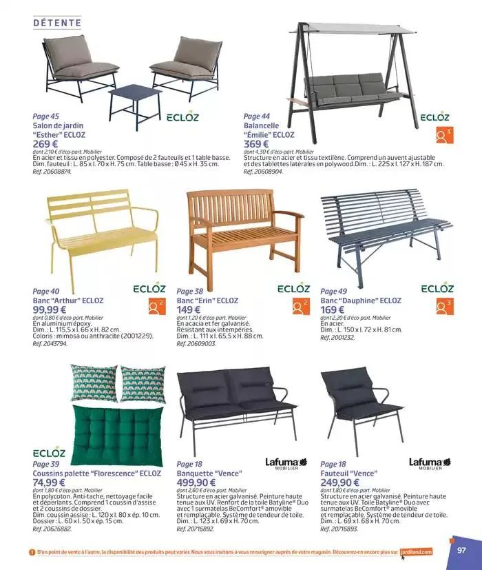 BARBEUC, SIESTE, PÉTANQUE PLACE À LA DÉTENTE du 27 février au 23 juin 2025 - Catalogue page 96