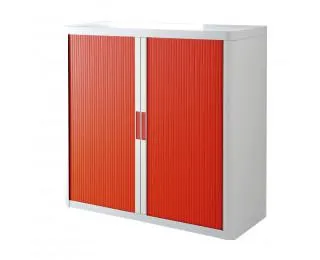 Armoire basse à rideaux EASY OFFICE - PAPERFLOW - 1m - Corps blanc, rideaux rouges